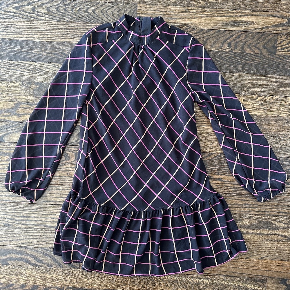 MILLY MINIS Girls 'Rori' Windowpane Chiffon Dress  7/8Y